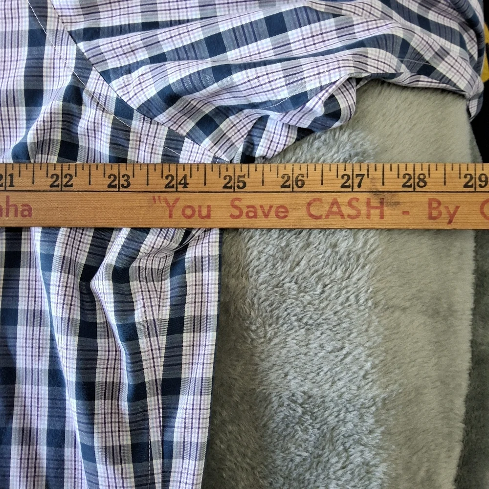 Mens Banana Republic XXL  Long Sleeve Button Down Purple Plaid Long Sleeve Shirt